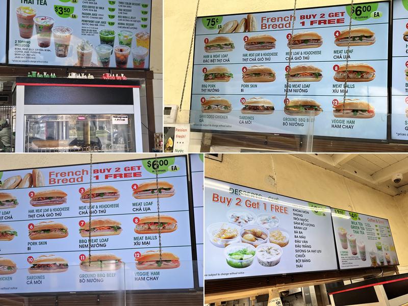 Banh Mi Che Cali Bakery Menu