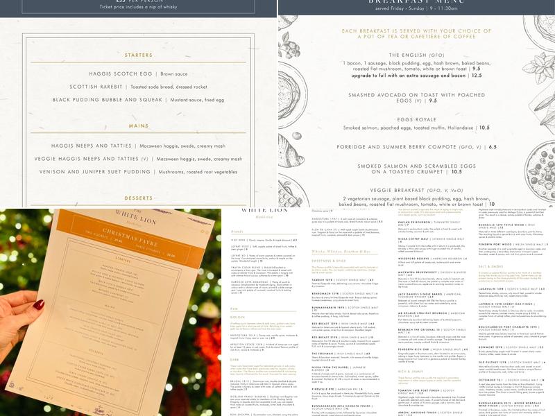 The White Lion Hankelow Menu