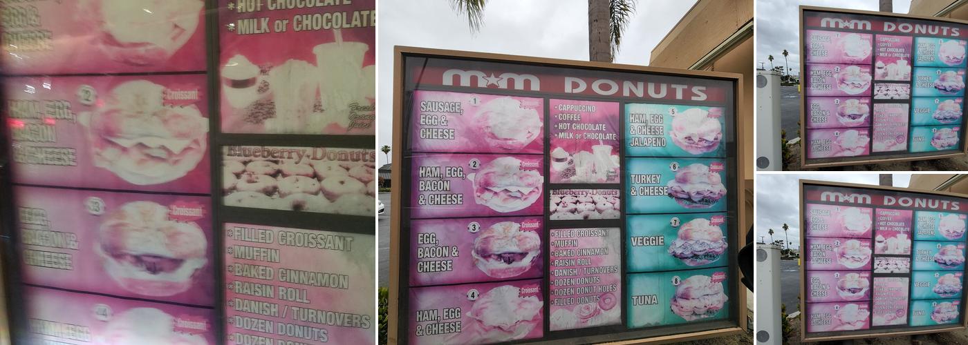 M & M Donuts Menu
