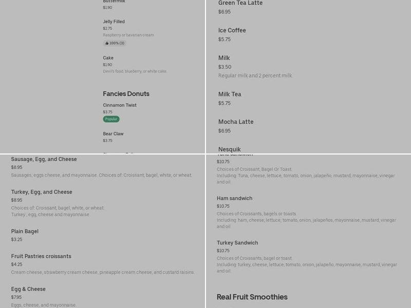 King’s Donuts Menu