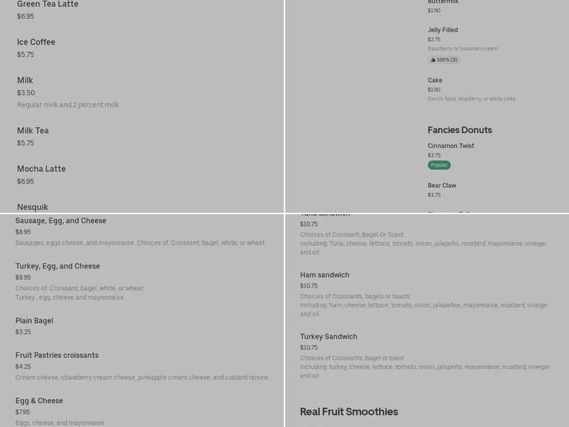 King’s Donuts Menu