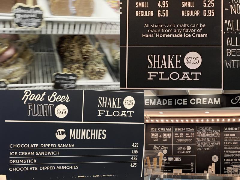 Hans' Homemade Ice Cream Menu