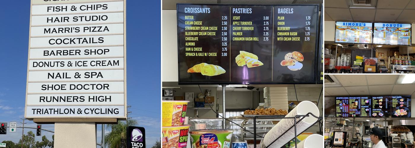 Simone's Donuts Menu