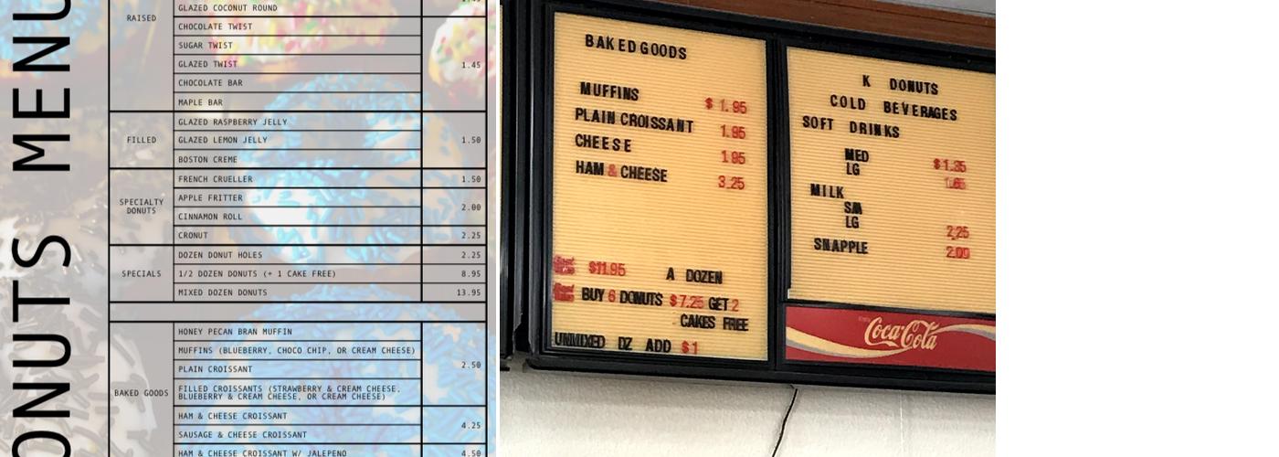 K - Donuts Menu