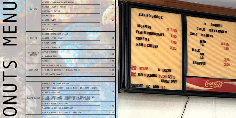 K - Donuts Menu