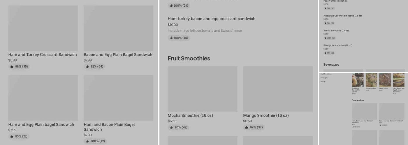 Sam's Donuts Shop Menu