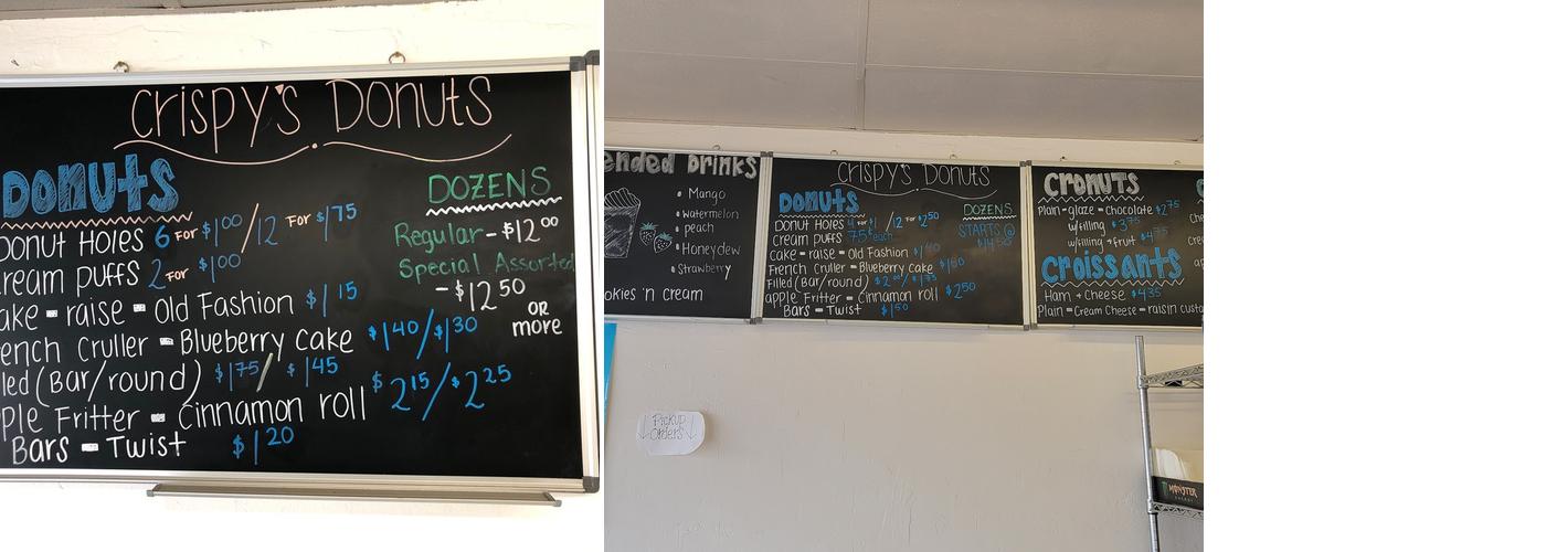 Crispy's Donuts Menu