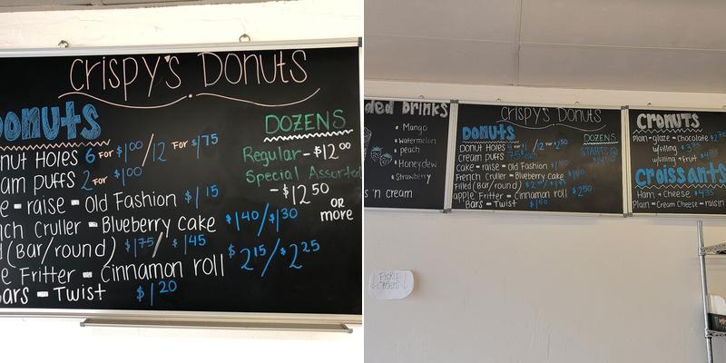 Crispy's Donuts Menu