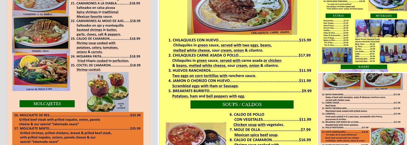 Chico's Panaderia Menu