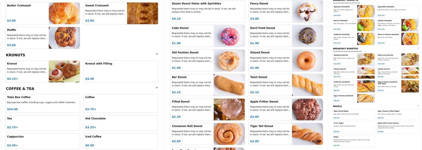 Scotts Donuts & Cafe Menu