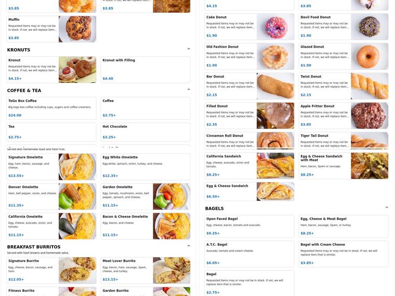 Scotts Donuts & Cafe Menu