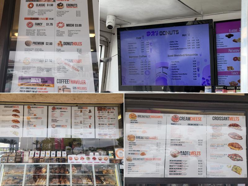D K's Donuts Menu