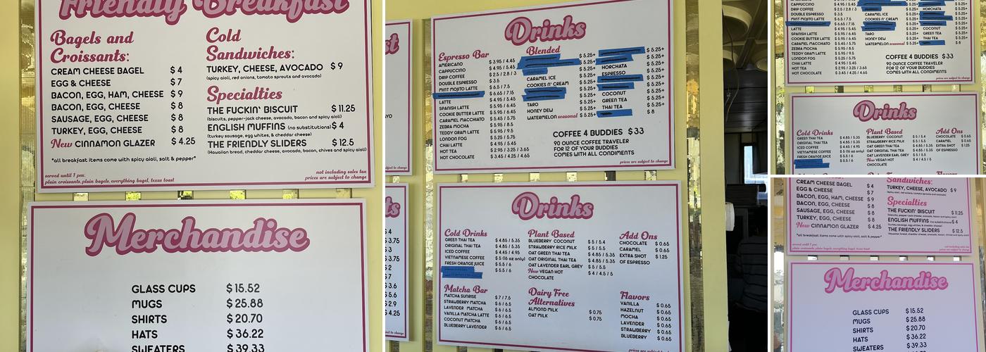 Friendly Doughnuts Menu