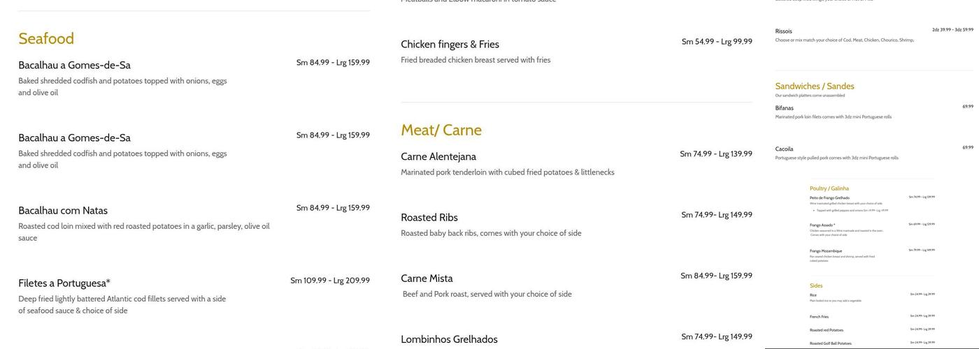 Central Ave Bakery Menu