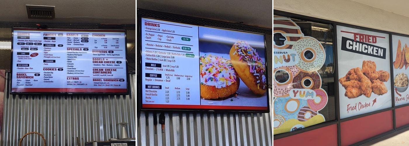 Missing Hole Donut Shop Menu