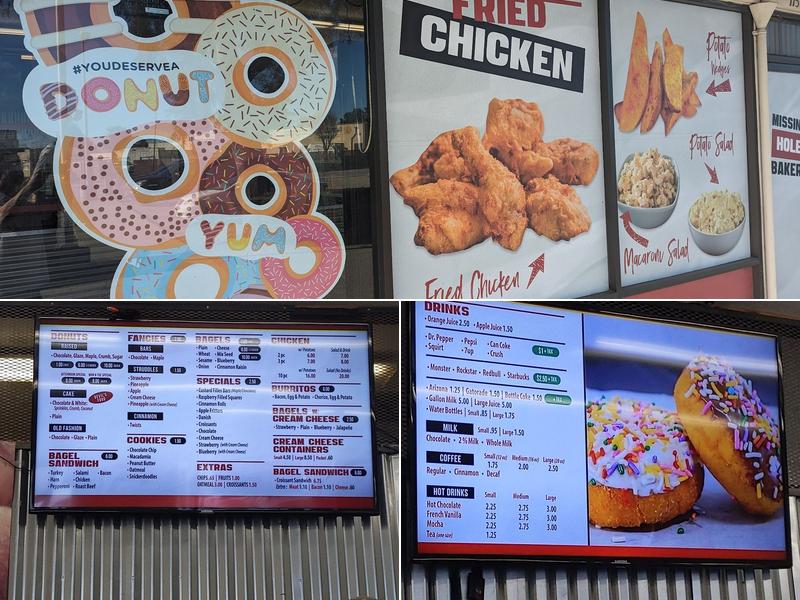 Missing Hole Donut Shop Menu