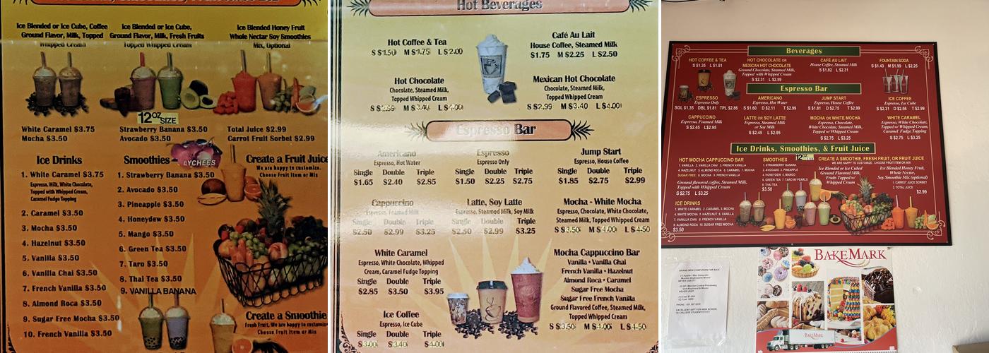 Sunshine's Donuts Menu