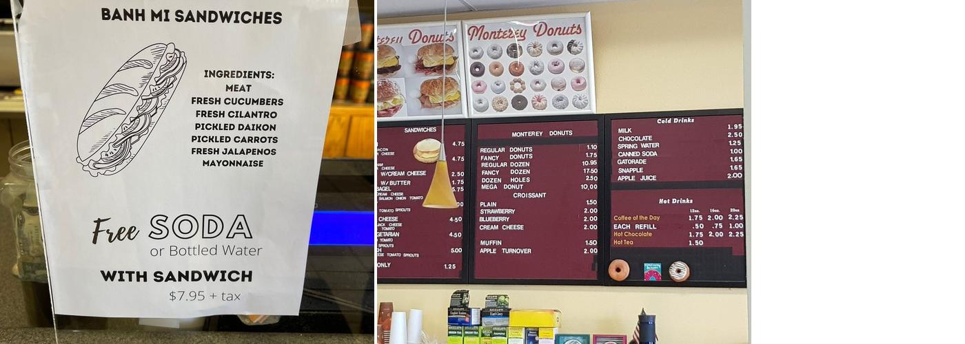 Monterey Donuts Menu