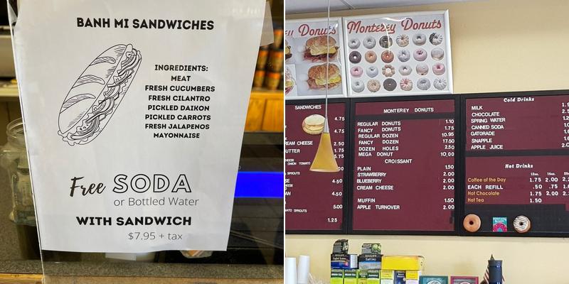 Monterey Donuts Menu