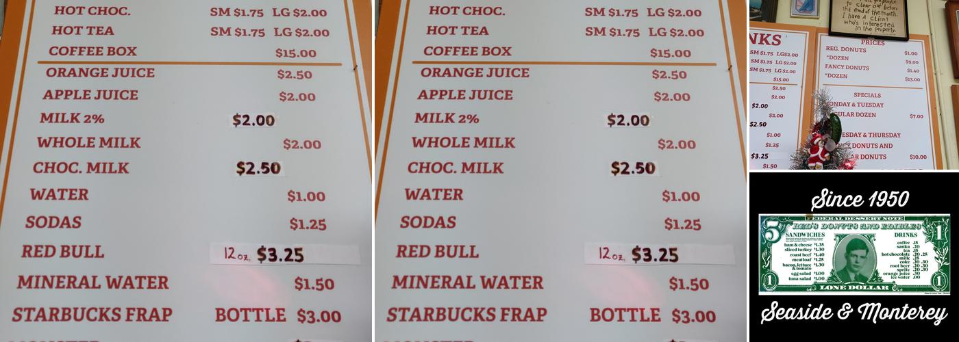 Red's Donuts Menu
