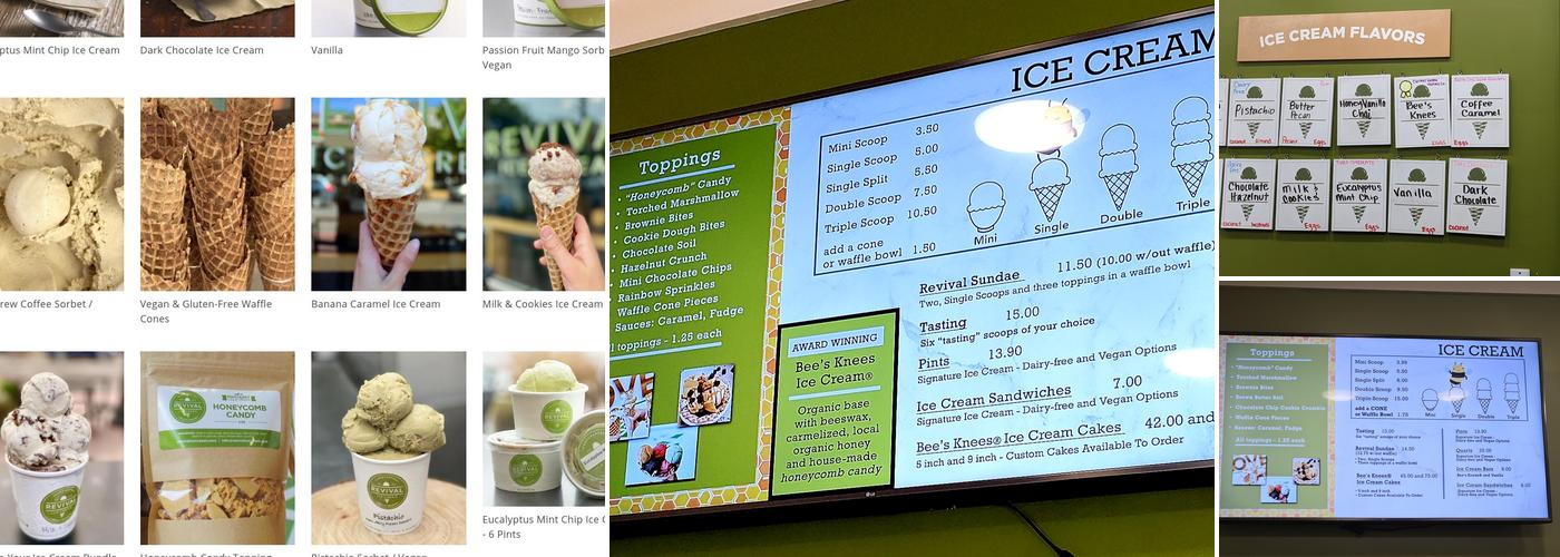 Revival Ice Cream Menu