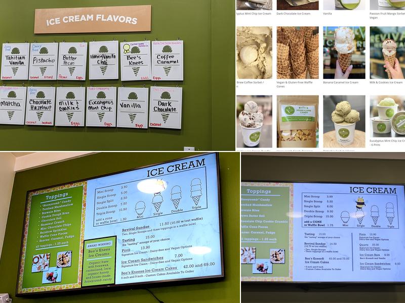 Revival Ice Cream Menu