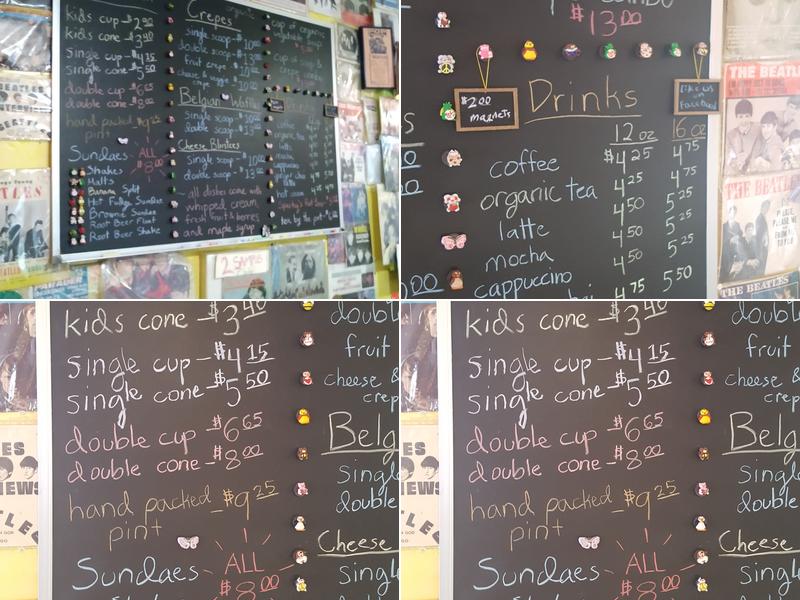 Pacific Grove Ice Cream Shoppe Menu