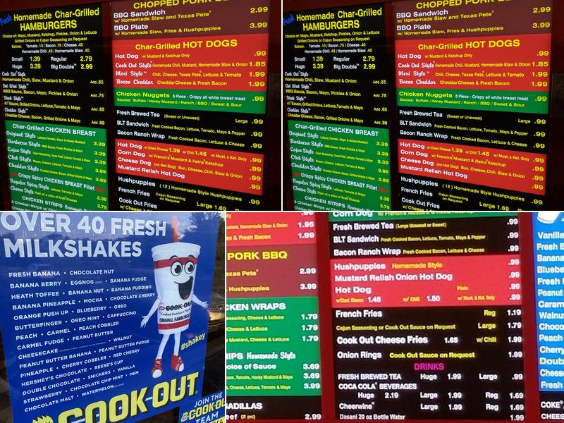 Cook Out Menu