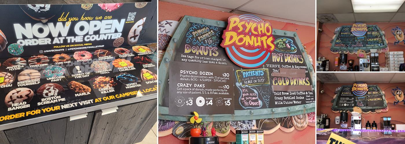 Psycho Donuts Menu