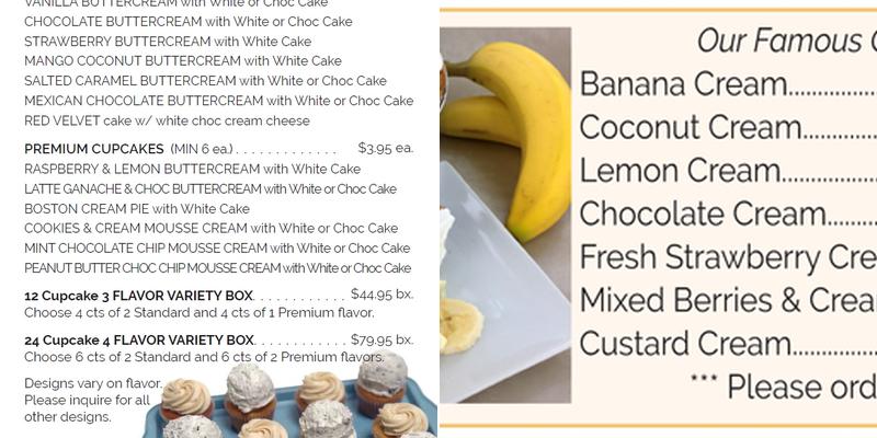 Freedom Bakery Menu