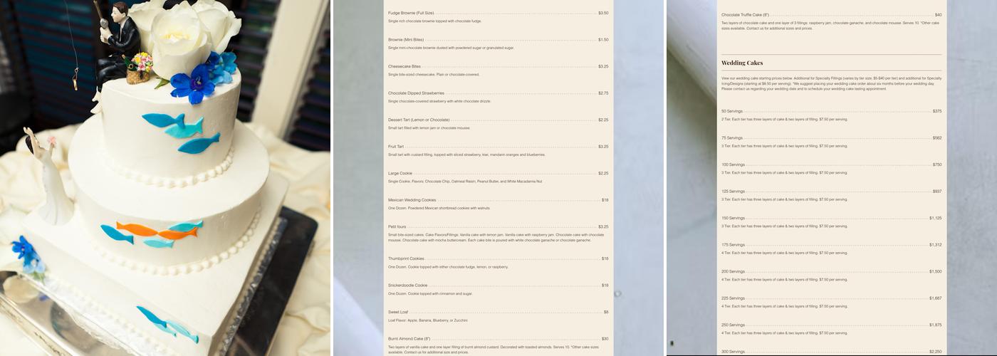 I DO Wedding Cakes Menu