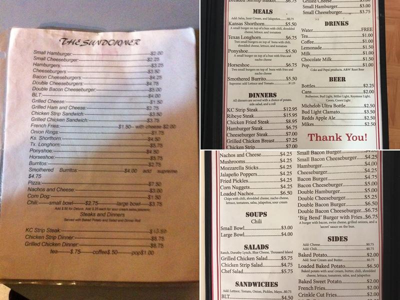 The Sundowner Bar Menu