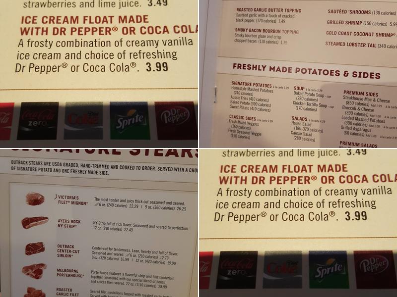 Outback Steakhouse Menu