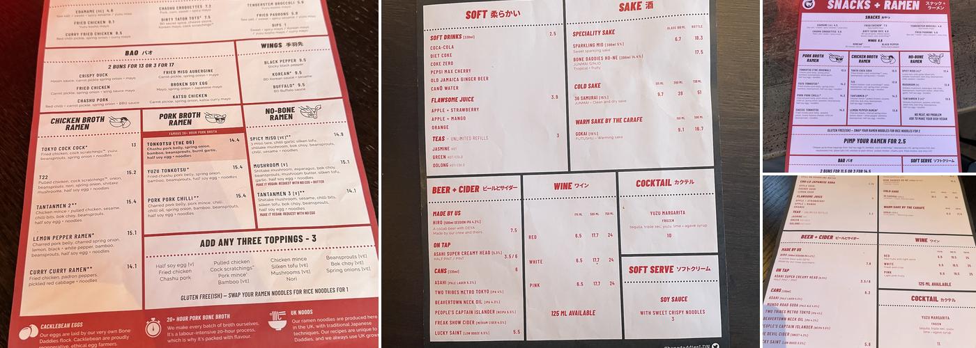 Bone Daddies Kensington Menu