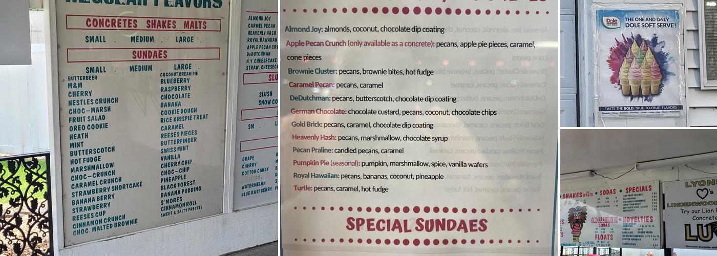 Lyons Frozen Custard Menu