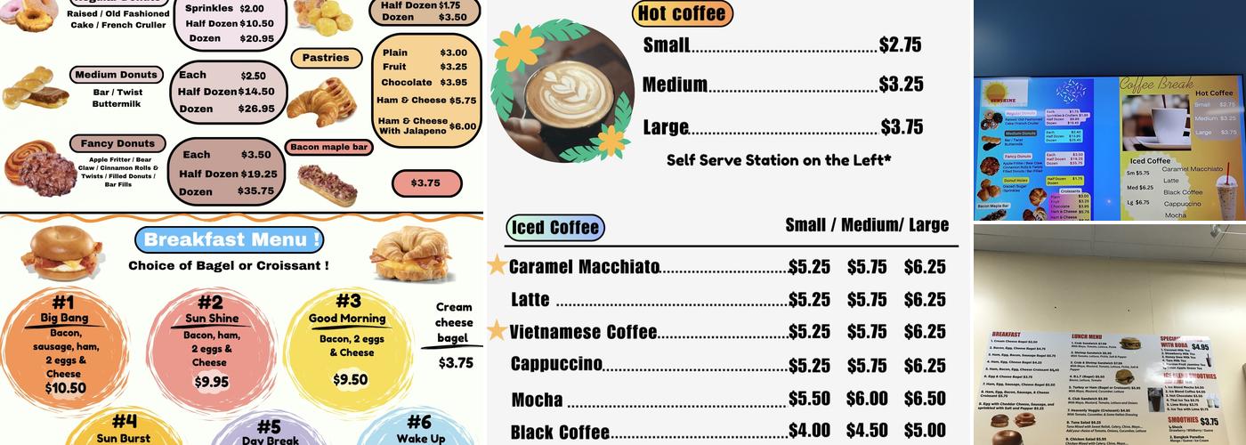 Sunshine 2 Donuts Menu