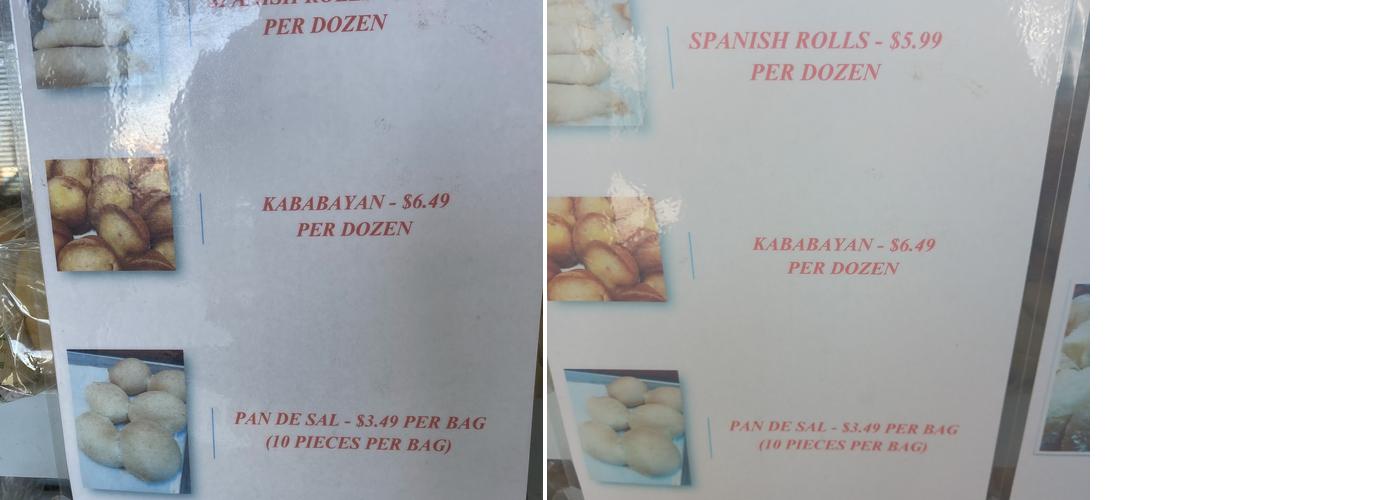 Bella's Bakery Menu