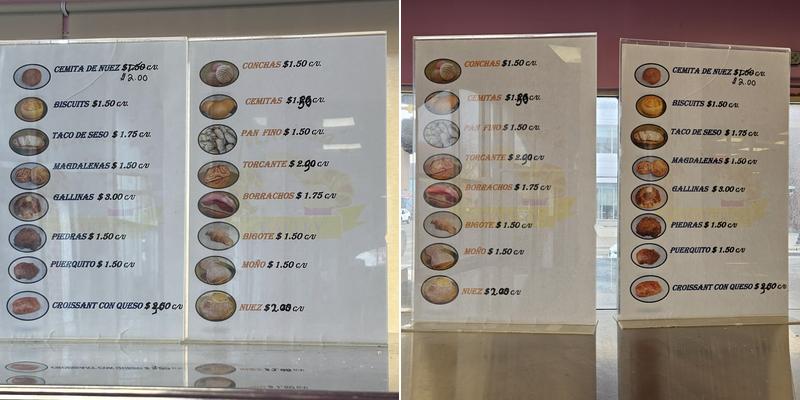 Marissa's Bakery Menu