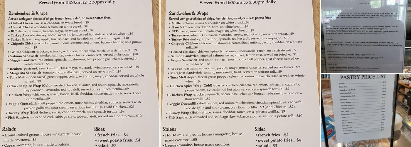 Turtle Bread Menu