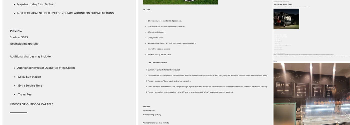 Afters Ice Cream Menu