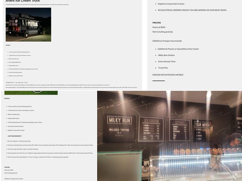 Afters Ice Cream Menu