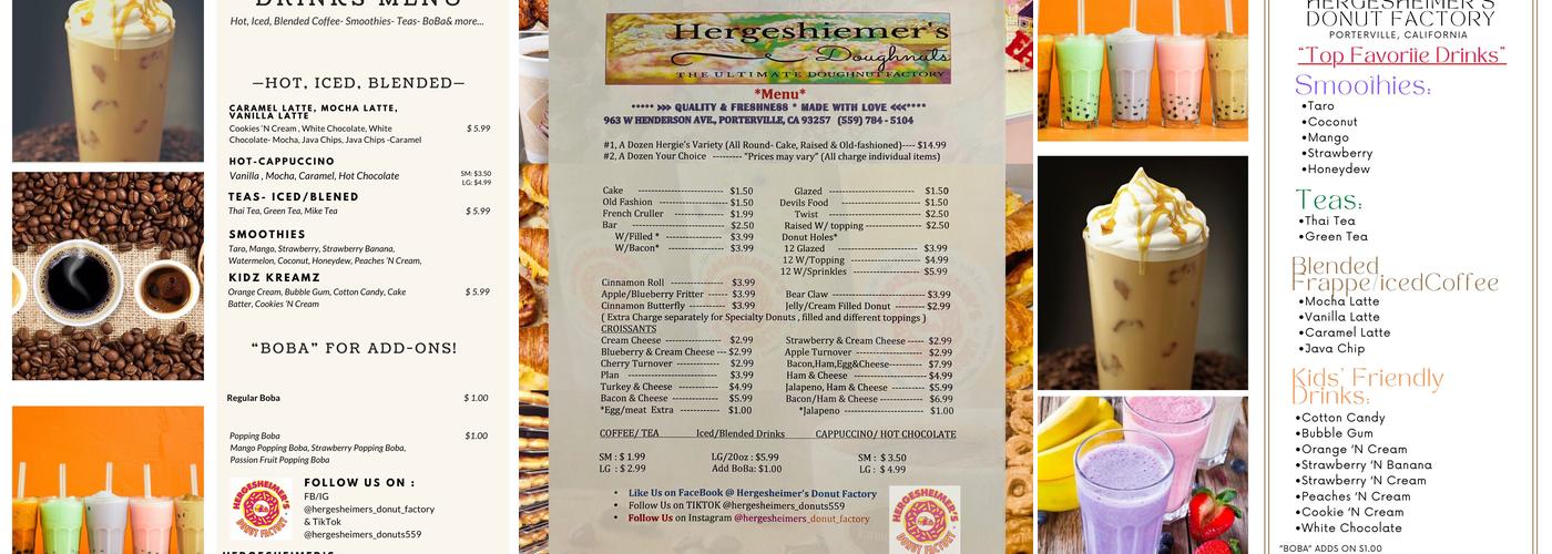 Hergeshiemer's Donut Factory Menu