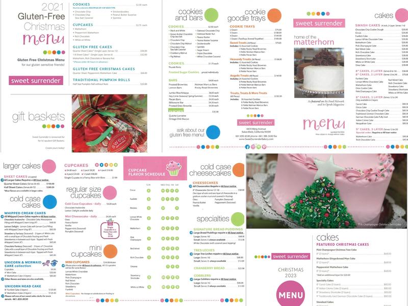Sweet Surrender Bakery Menu