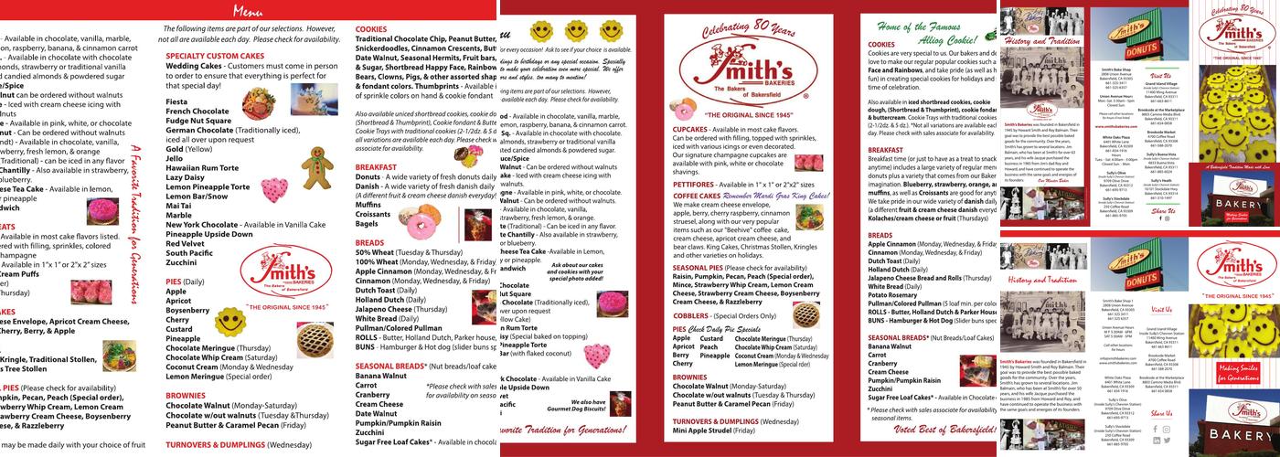 Smith's Bakeries Menu