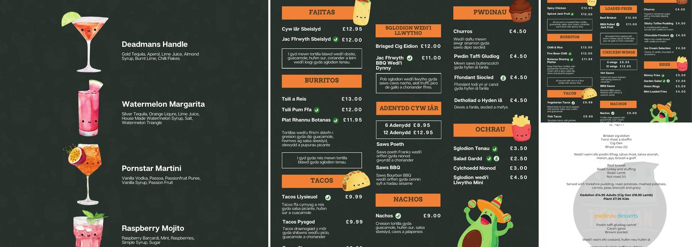 Ty'n Llan Menu