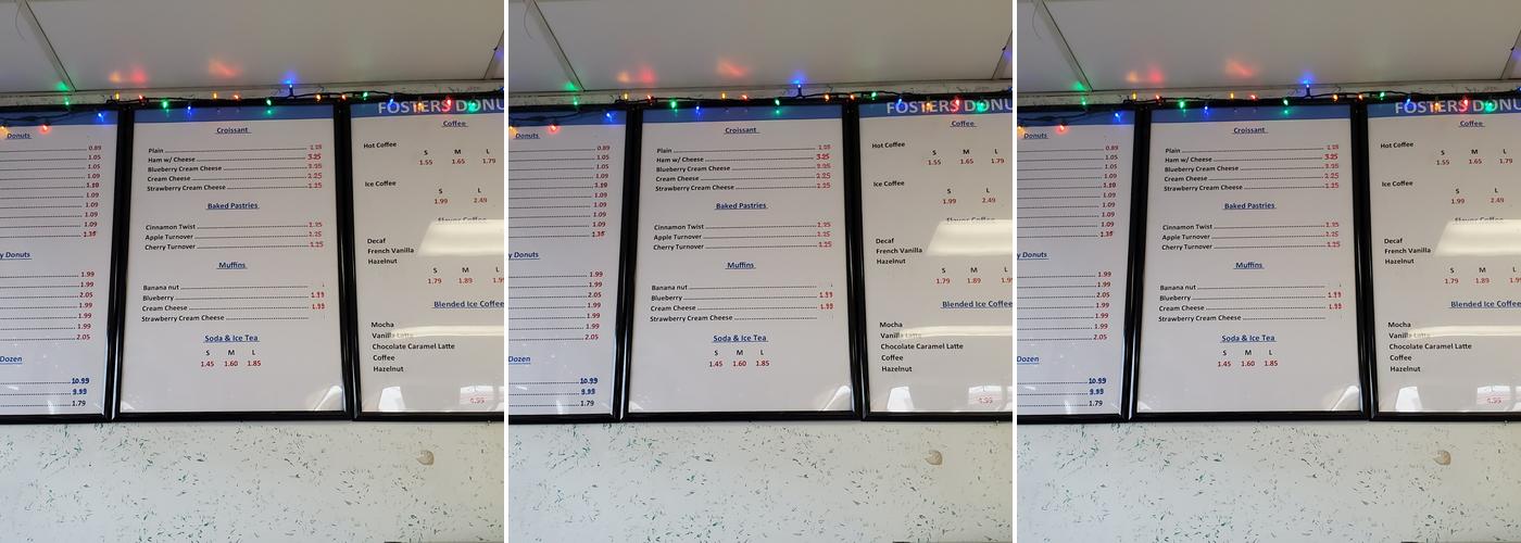 Foster's Donuts Menu