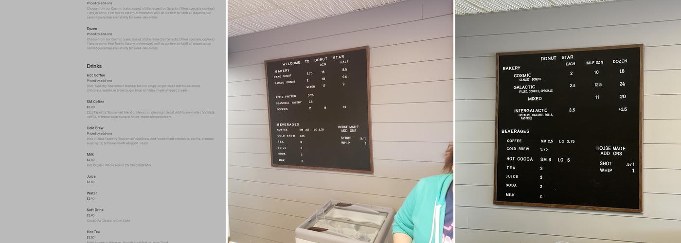 Donut Star Menu