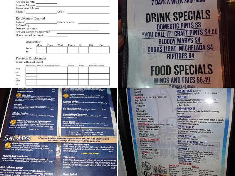 Flowing Tide Pub 4 Menu