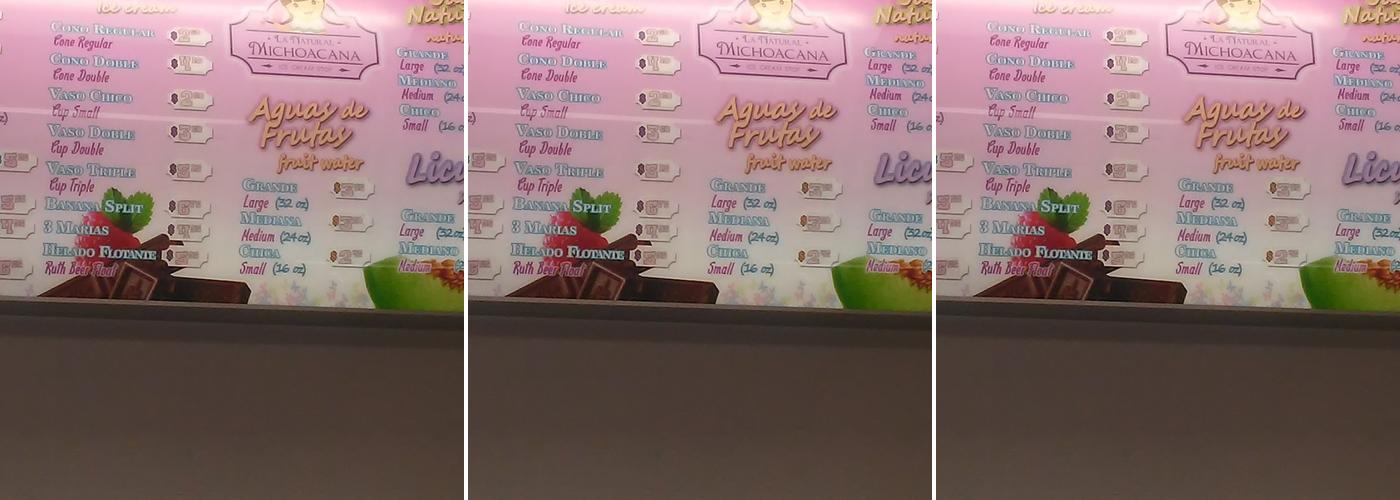 La Natural Michoacana Ice Cream Stop Menu