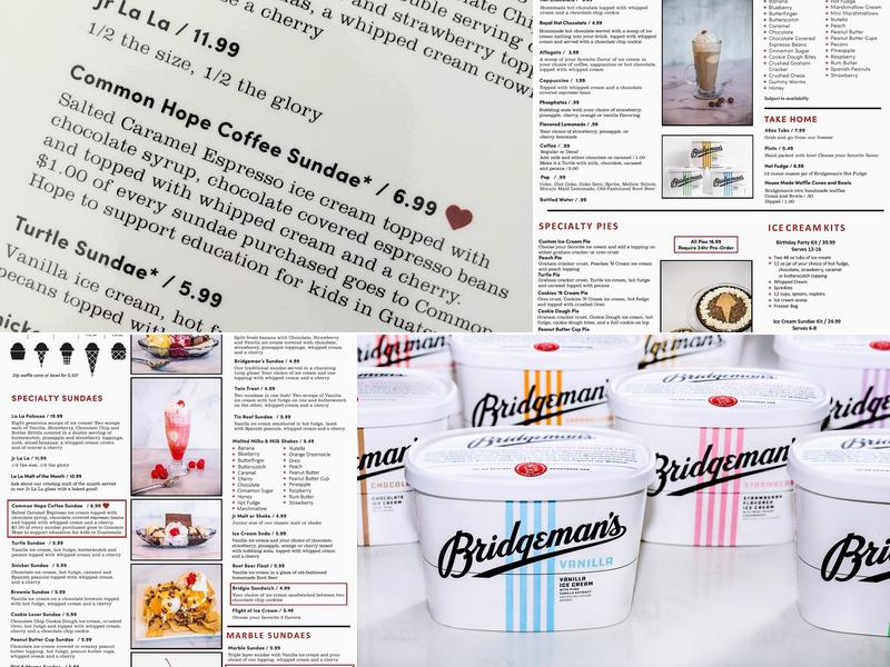 Bridgeman's Business Offices Menu